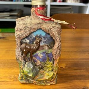 *RARE!* German diorama liqueur bottle; Schroffen Enzian woodland scene with deer
